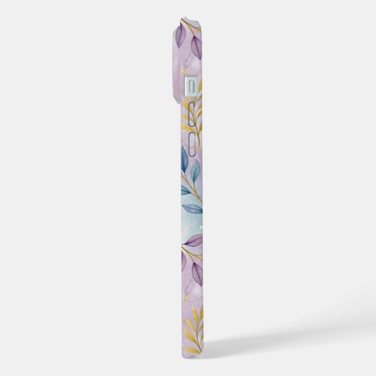 Elegant Gold Botanical Marble Mongram iPhoneケース (左側面)