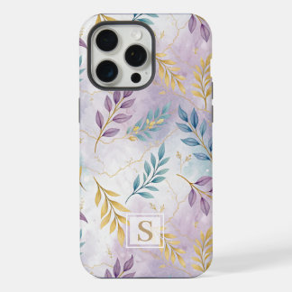 Elegant Gold Botanical Marble Mongram iPhone 15 Pro Maxケース