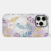 Elegant Gold Botanical Marble Mongram iPhoneケース (裏面横)