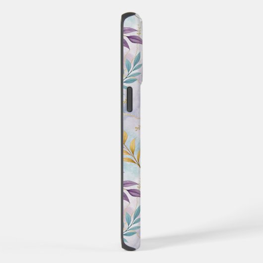 Elegant Gold Botanical Marble Mongram iPhoneケース (右側面)