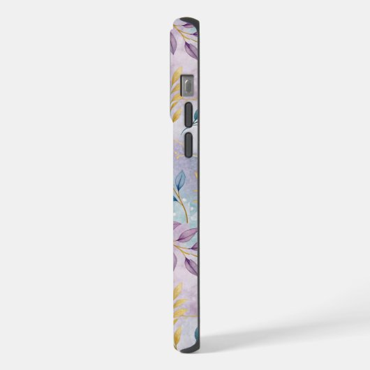 Elegant Gold Botanical Marble Mongram iPhoneケース (左側面)