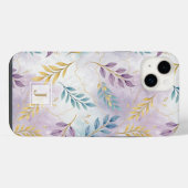 Elegant Gold Botanical Marble Mongram iPhoneケース (裏面横)