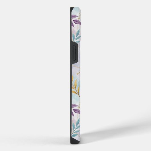 Elegant Gold Botanical Marble Mongram iPhoneケース (右側面)