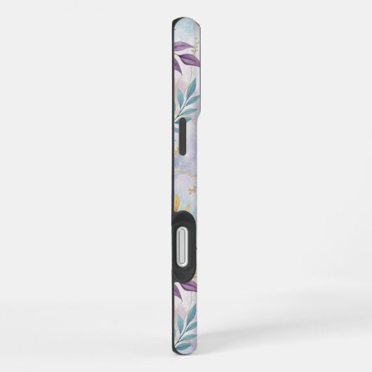 Elegant Gold Botanical Marble Mongram iPhoneケース (右側面)