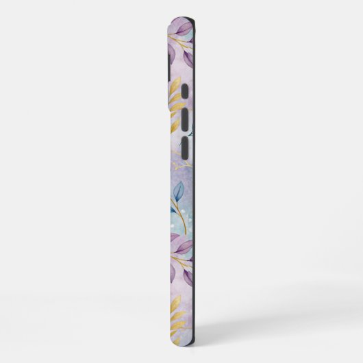 Elegant Gold Botanical Marble Mongram iPhoneケース (左側面)
