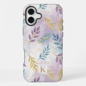 Elegant Gold Botanical Marble Mongram iPhoneケース (裏面)