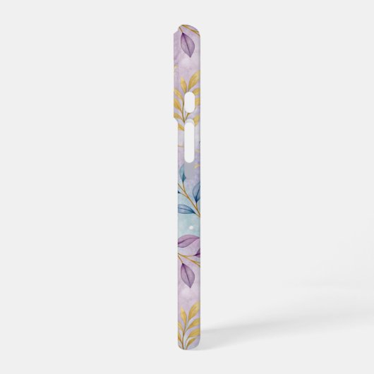 Elegant Gold Botanical Marble Mongram iPhone 16ケース (左側面)