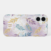 Elegant Gold Botanical Marble Mongram iPhone 16ケース (裏面横)