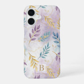 Elegant Gold Botanical Marble Mongram iPhone 16ケース (裏面)