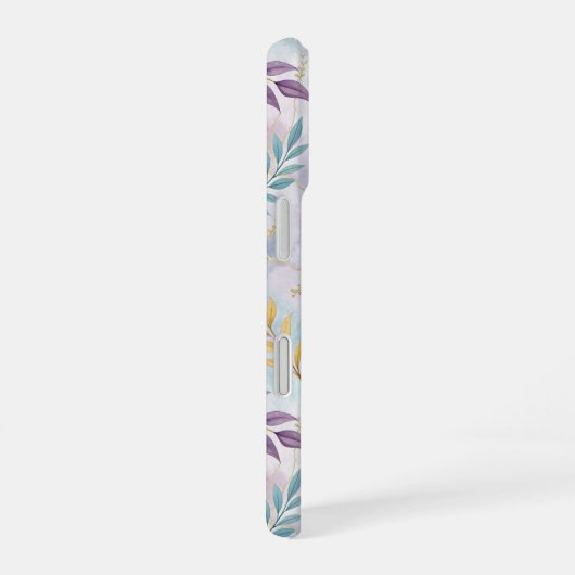 Elegant Gold Botanical Marble Mongram iPhone 16ケース (右側面)