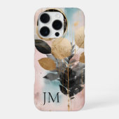 Elegant Gold Botanical Monogram iPhoneケース (裏面)
