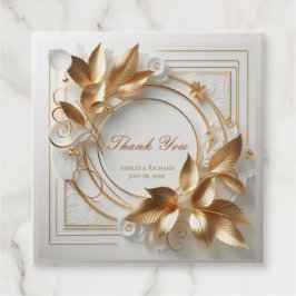 Elegant Gold Botanical Wedding Favor Tags フェイバータグ