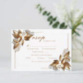 Elegant Gold Botanical Wedding Meal Choice 出欠カード (スタンド正面)