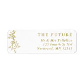 Elegant Gold Botanical Wedding Return Address ラベル (正面)
