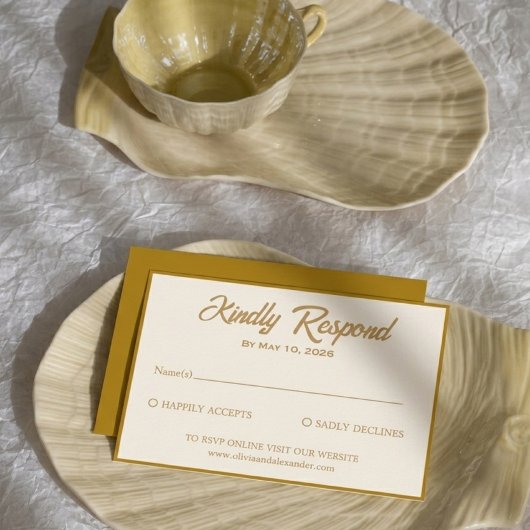Elegant Gold Botanical Wedding RSVP Card