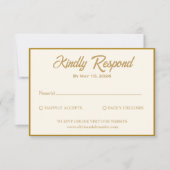 Elegant Gold Botanical Wedding RSVP Card (正面)