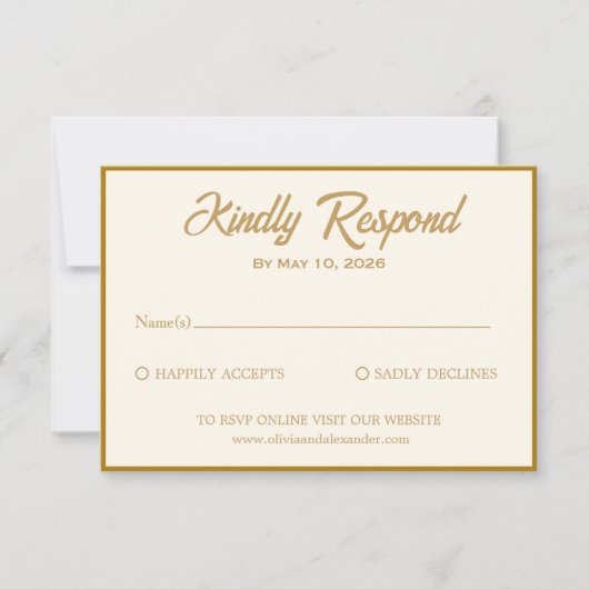 Elegant Gold Botanical Wedding RSVP Card (正面)