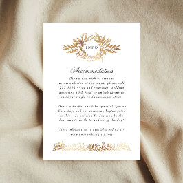 elegant gold botanical wreath wedding extra info エンクロージャーカード