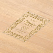Elegant Gold Botanicals Christmas Party アクリル招待状 (レイダウン)