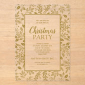 Elegant Gold Botanicals Christmas Party アクリル招待状 (正面)