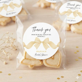 Elegant Gold Bow Bridal Shower Thank You Favor ラウンドシール