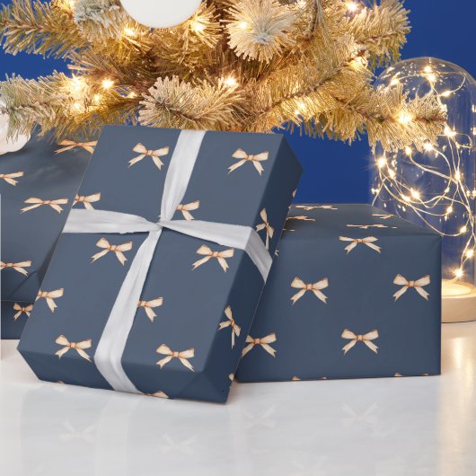 Elegant Gold Bow Christmas Wrapping Paper ラッピングペーパー (クリスマス)