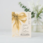 Elegant Gold Bow Coquette Sweet 16 Save the Date  ポストカード (スタンド正面)