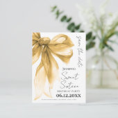 Elegant Gold Bow Coquette Sweet 16 Save the Date  ポストカード (スタンド正面)