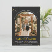 Elegant Gold Bow Graduation Photo Invitation 招待状 (スタンド正面)