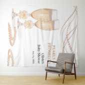 Elegant Gold Bow Pearls and Prosecco Bridal Shower タペストリー (インサイチュ(横))