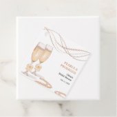 Elegant Gold Bow Pearls and Prosecco Bridal Shower フェイバータグ (インサイチュ)