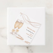 Elegant Gold Bow Pearls and Prosecco Bridal Shower フェイバータグ (インサイチュ)