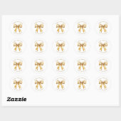 Elegant Gold Bow Personalized Christmas ラウンドシール (シート)