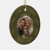 Elegant Gold Branches Family Photo Christmas  セラミックオーナメント (右)