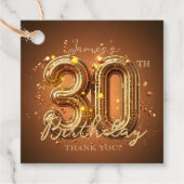 Elegant Gold Bronze 30th Birthday Thank You フェイバータグ (正面)