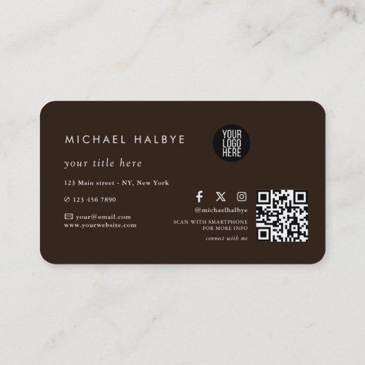 Elegant Gold brown Watercolor Agate Professional 名刺 (裏面)