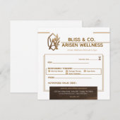 Elegant Gold & Brown Wellness Spa Gift Certificate (正面/裏面)