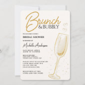 Elegant Gold Brunch & Bubbly Bridal Shower  招待状 (正面)