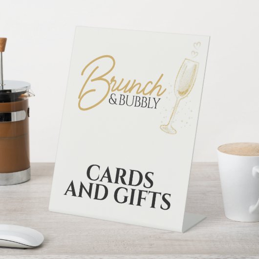 Elegant Gold Brunch & Bubbly Bridal Shower Sign 台座サイン (インサイチュ)