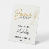 Elegant Gold Brunch & Bubbly Bridal Shower Sign 台座サイン (正面)