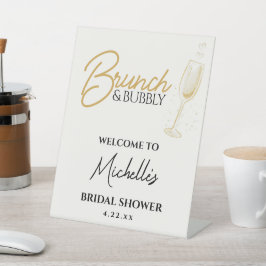 Elegant Gold Brunch & Bubbly Bridal Shower Sign 台座サイン