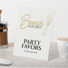 Elegant Gold Brunch & Bubbly Bridal Shower Sign 台座サイン