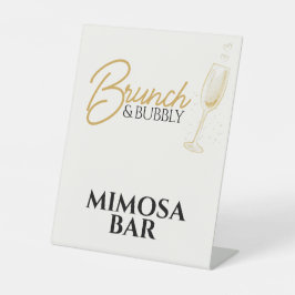 Elegant Gold Brunch & Bubbly Bridal Shower Sign 台座サイン