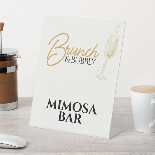 Elegant Gold Brunch & Bubbly Bridal Shower Sign 台座サイン (インサイチュ)