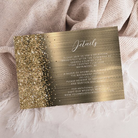 Elegant Gold Brushed Metal Wedding Details  エンクロージャーカード