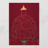 Elegant Gold & Burgundy Quinceañera Invitation 招待状 (裏面)