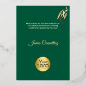 Elegant Gold Business Botanical Christmas  箔シーズンカード (裏面)