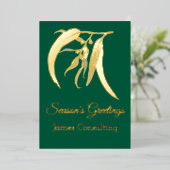 Elegant Gold Business Botanical Christmas 箔シーズンカード (立ち正面)