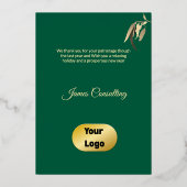 Elegant Gold Business Botanical Christmas 箔シーズンカード (裏面)