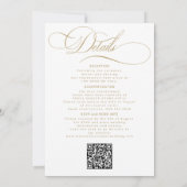 Elegant gold calligraphy all in one white wedding 招待状 (裏面)
